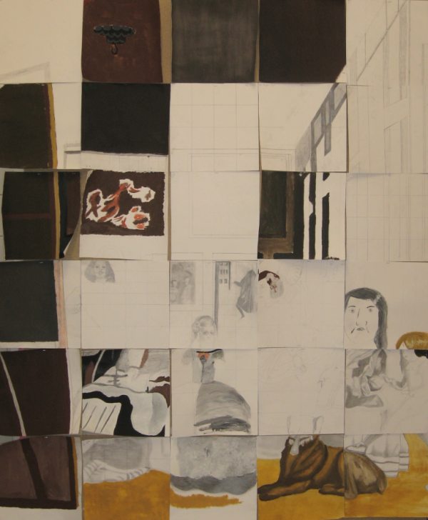 Les Ménines , Peinture sur papier. Las Méninas Painting on paper