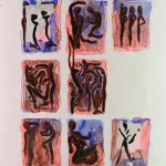 Projet E2 – Personnag’E, β. (Bêta) 80. 2006. Acrylique sur papier. 65 x 50 cm. (Project E2 – Character’E, β. (Beta) 80. 2006. Acrylic on paper, 25.5 x 19.6 inches.)