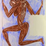 Projet E3 – Personnag’E, β. (Bêta) 226. 2009. Acrylique sur papier. 65 x 50 cm. (Project E3 – Character’E, β. (Beta) 226. 2009. Acrylic on paper, 25.5 x 19.6 inches.)