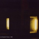 Dimitri Dimitriadès. Projet : Circum Repetitio Pictura 2, Exibition In Muros. Une toile dans chaque fenêtre, 12 pièces de dimensions diverses. Project : (Circum Repetitio Pictura, Exibition In Muros. A canvas inside each window, 12 pieces of various sizes.)