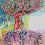 Dimitri Dimitriadès. Projet E2 – γ. (Gamma) XLIII. « L'Arbre » , Août 2006 – Mars 2009, Acrylique sur toile. (The Tree, Acrylic on canvas, 25.5 x 19.6 inches.)